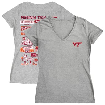 Women's Vive La Fete  Gray Virginia Tech Hokies Impressions Artwork V-Neck T-Shirt