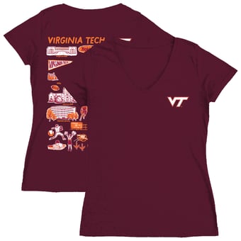 Women's Vive La Fete  Maroon Virginia Tech Hokies Impressions Artwork V-Neck T-Shirt
