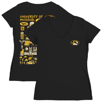 Women's Vive La Fete  Black Missouri Tigers Impressions Artwork V-Neck T-Shirt
