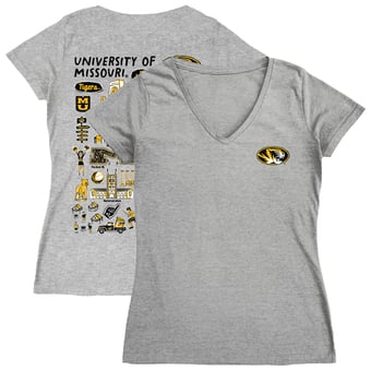 Women's Vive La Fete  Gray Missouri Tigers Impressions Artwork V-Neck T-Shirt