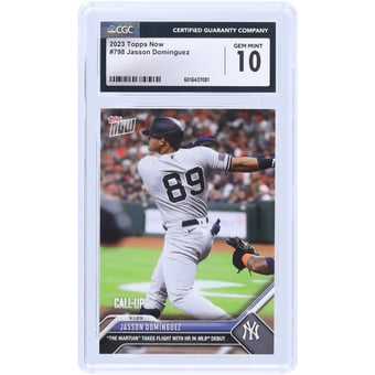 "Jasson Dominguez New York Yankees 2023 Topps Now ""The Martian"" Takes Flight With HR In MLB Debut #798 CGC Authenticated 10 Rookie Card"
