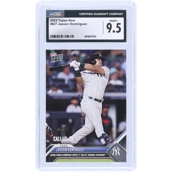 Jasson Dominguez New York Yankees 2023 Topps Now Joins Rare Company With 1st HR At Yankee Stadium #827 CGC Authenticated 9.5 Rookie Card