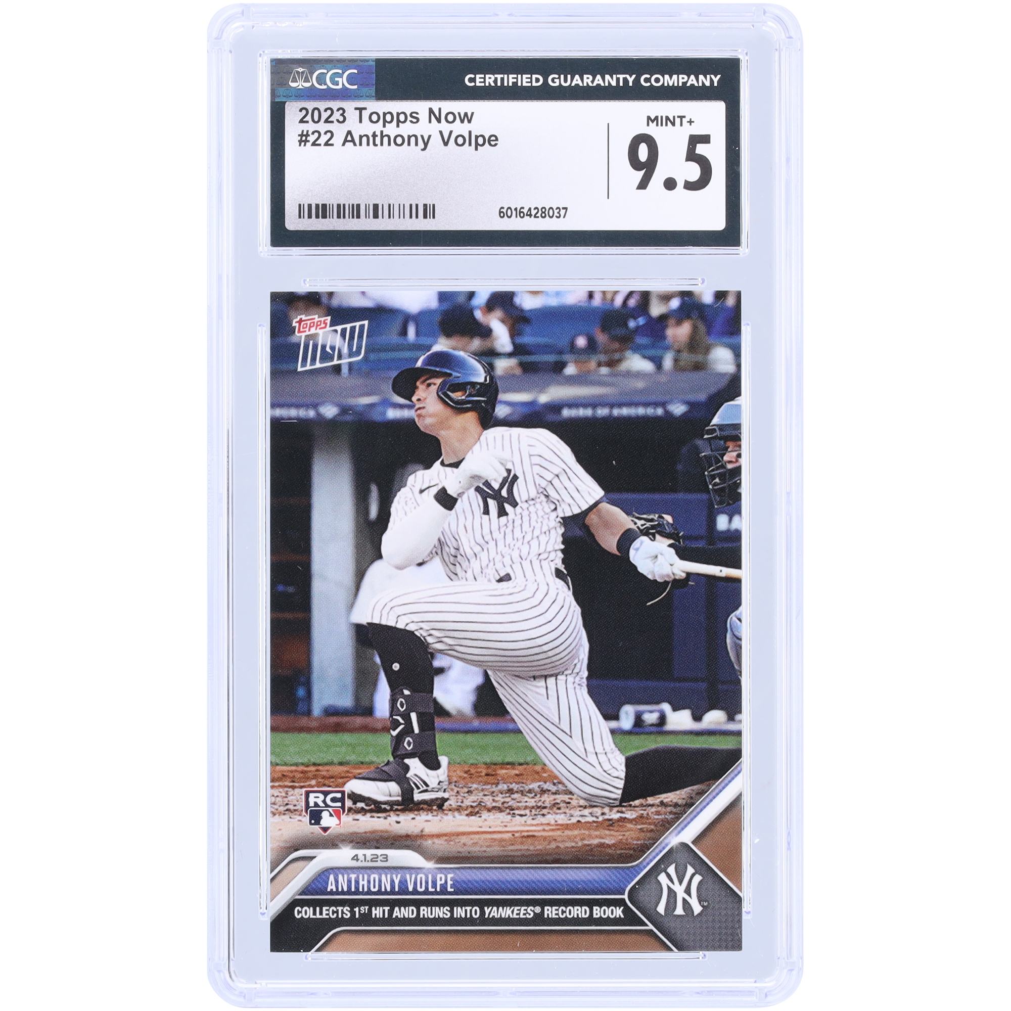 Anthony Volpe New York Yankees 2023 Topps Now Collects 1st Hit & Runs Into Yankees Records Book #22 CGC Authenticated 9.5 Rookie Card Anthony Volpe New York Yankees 2023 Topps Now Collects 1st Hit & Runs Into Yankees Records Book #22 CGC Authenticated 9.5 Rookie Card