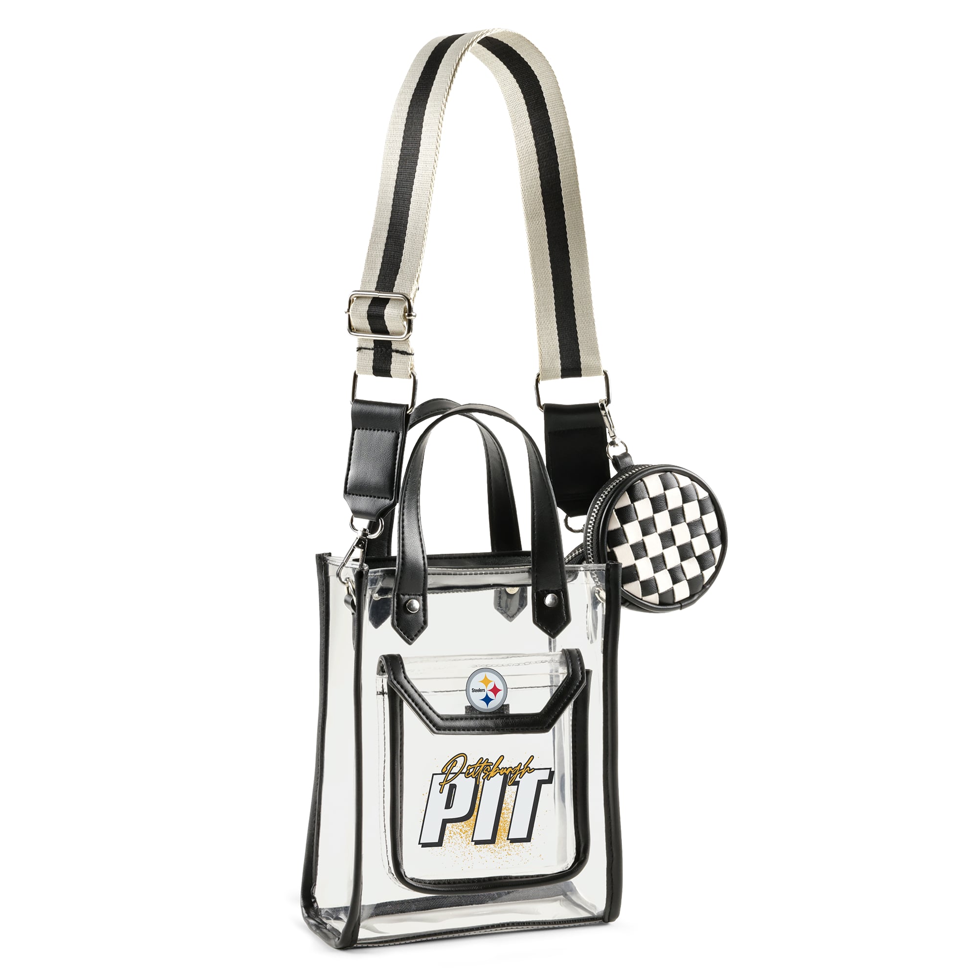 WEAR by Erin Andrews Pittsburgh Steelers Clear Stadium Crossbody Purse with Coin Pouch