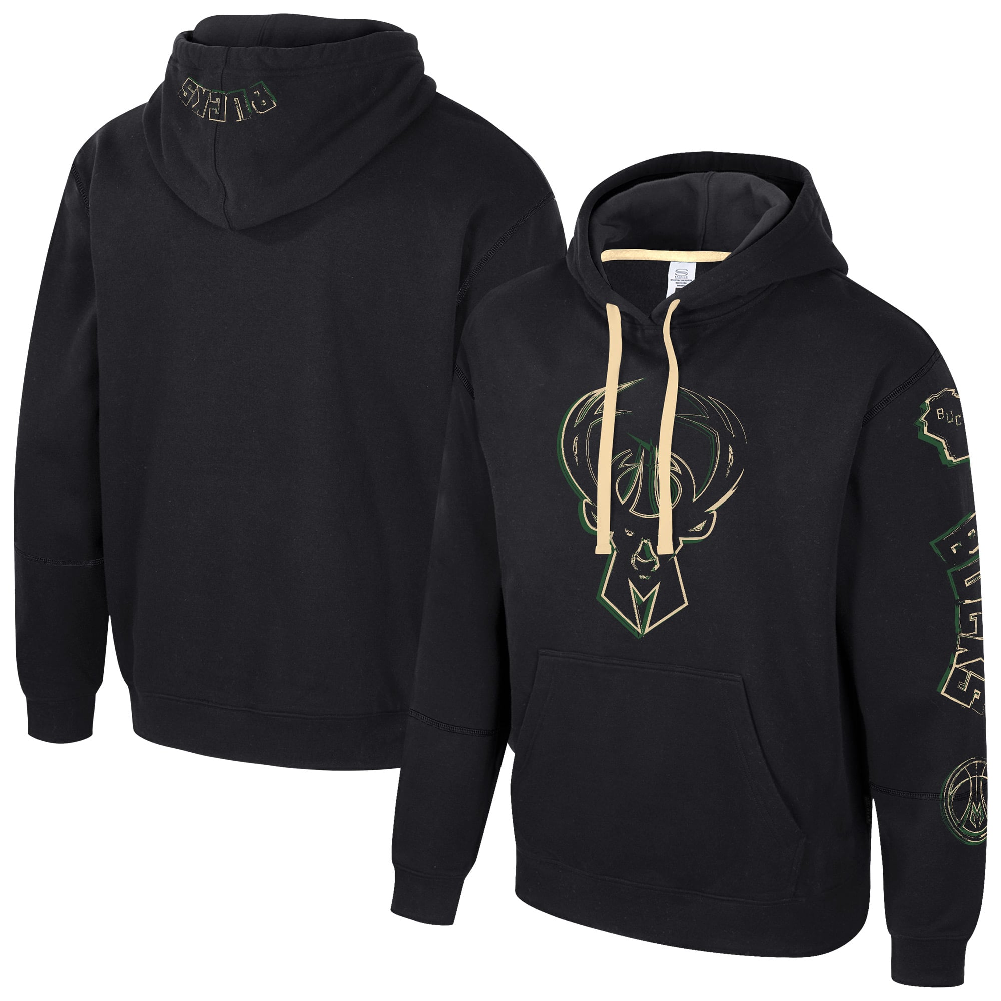 Unisex Stadium Essentials Black Milwaukee Bucks Elementized Pullover Hoodie