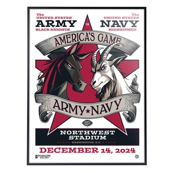 Phenom Gallery Army Black Knights vs. Navy Midshipmen 2024 18" x 24" Deluxe Framed Serigraph - Art by Russell Walks