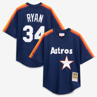 Toddler Mitchell & Ness Nolan Ryan Navy Houston Astros Throwback Mesh Batting Practice Jersey
