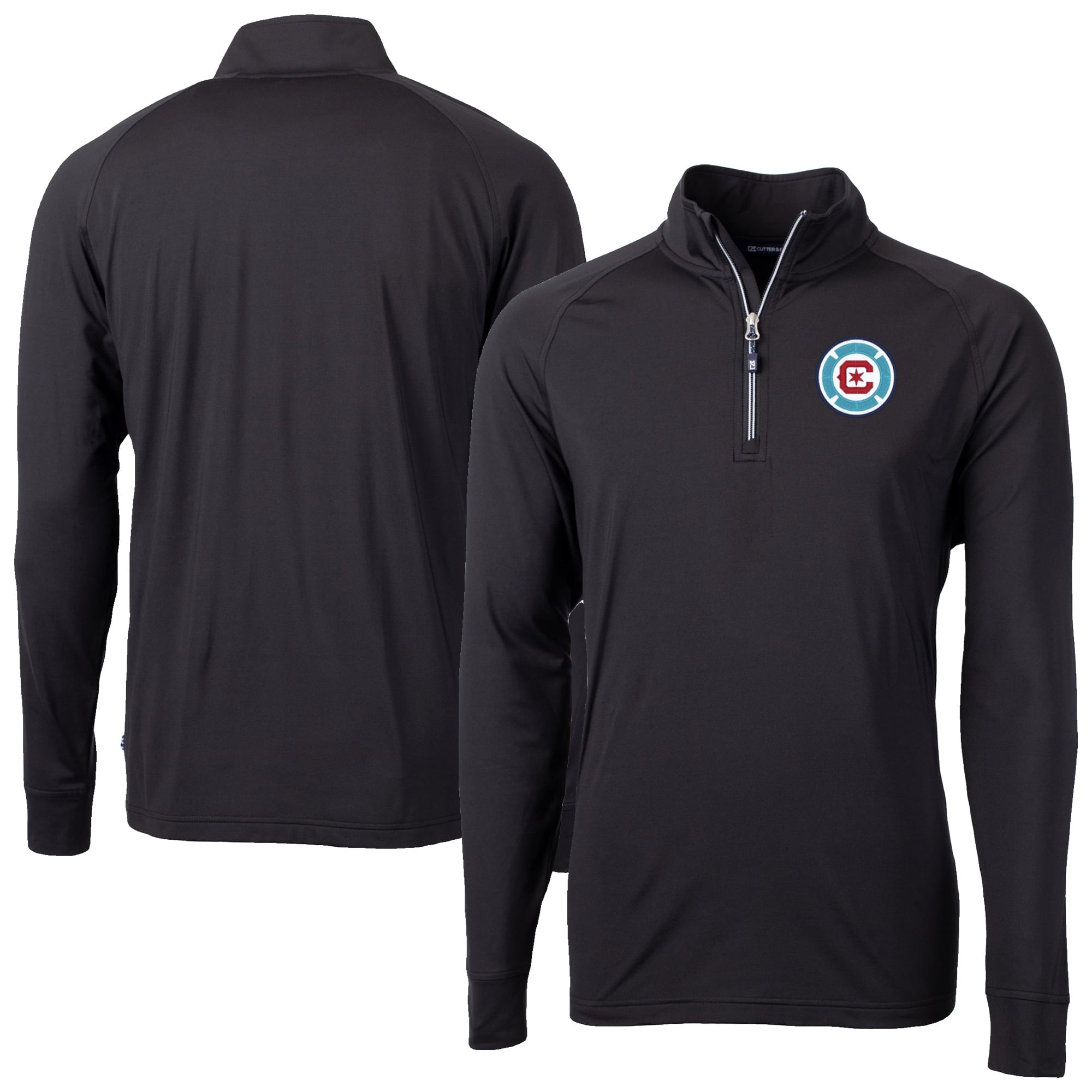 Men's Cutter & Buck Black Chicago Fire Big & Tall Adapt Eco Knit Stretch Recycled Quarter-Zip Pullover