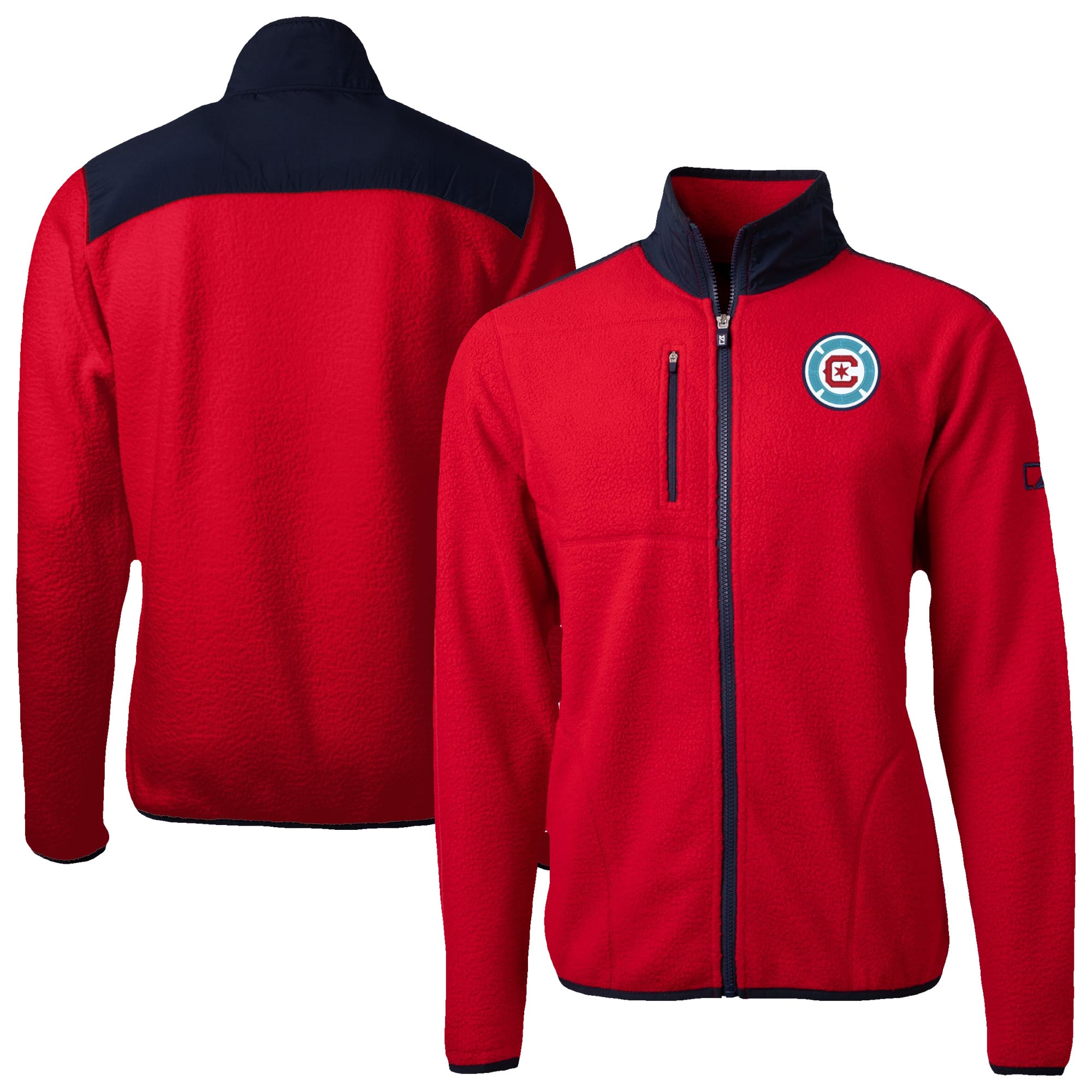 Men's Cutter & Buck Red Chicago Fire Big & Tall Cascade Eco Sherpa Fleece Full-Zip Jacket
