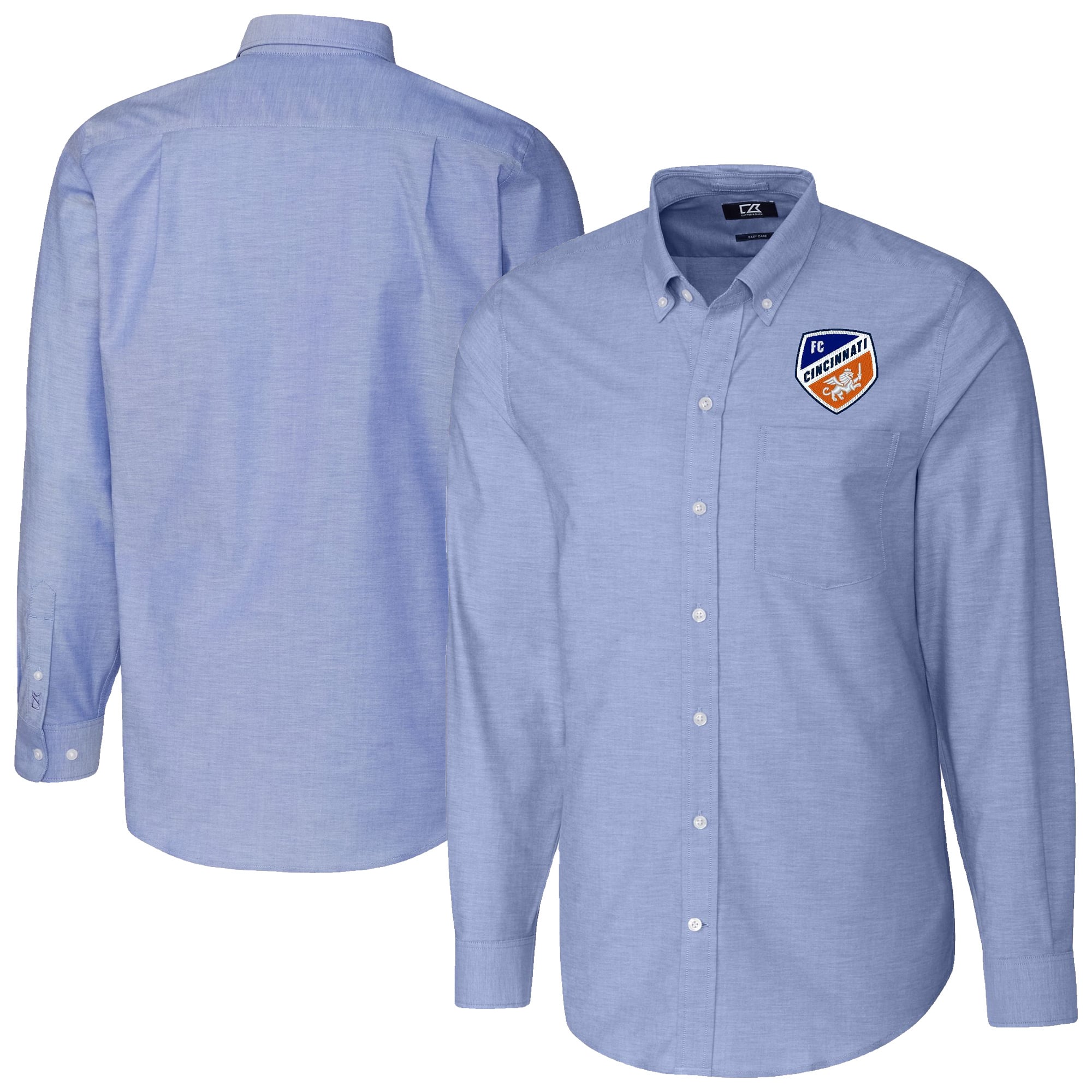 Men's Cutter & Buck Blue FC Cincinnati Big & Tall Stretch Oxford Long Sleeve Dress Shirt