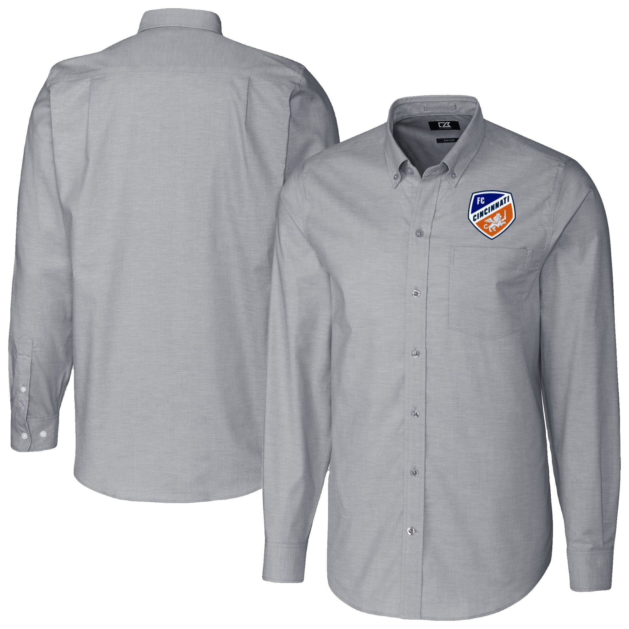 Men's Cutter & Buck Charcoal FC Cincinnati Big & Tall Stretch Oxford Long Sleeve Dress Shirt