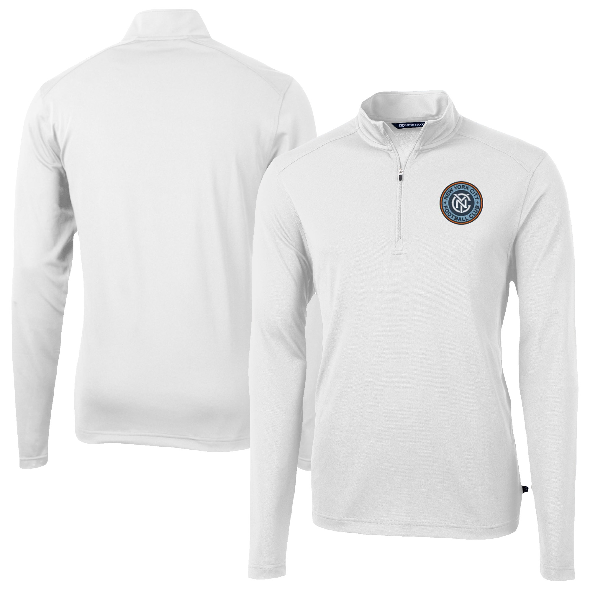 Men’s Cutter & Buck White New York City FC Big & Tall Virtue Eco Pique Recycled Quarter-Zip Pullover Top Men’s Cutter & Buck White New York City FC Big & Tall Virtue Eco Pique Recycled Quarter-Zip Pullover Top