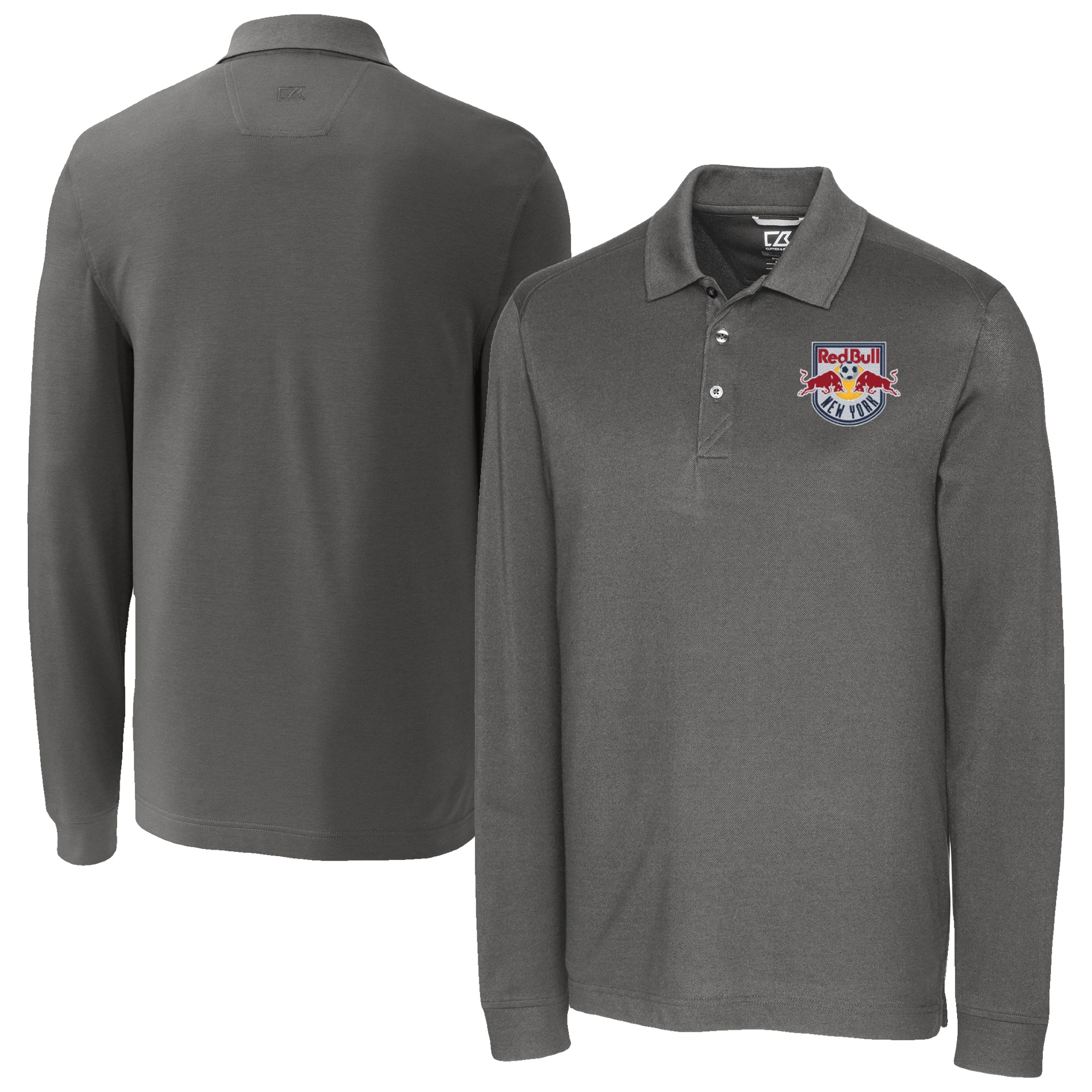 Men’s Cutter & Buck Gray New York Red Bulls Big & Tall Advantage Eco Tri-Blend Pique Long Sleeve Polo Men’s Cutter & Buck Gray New York Red Bulls Big & Tall Advantage Eco Tri-Blend Pique Long Sleeve Polo