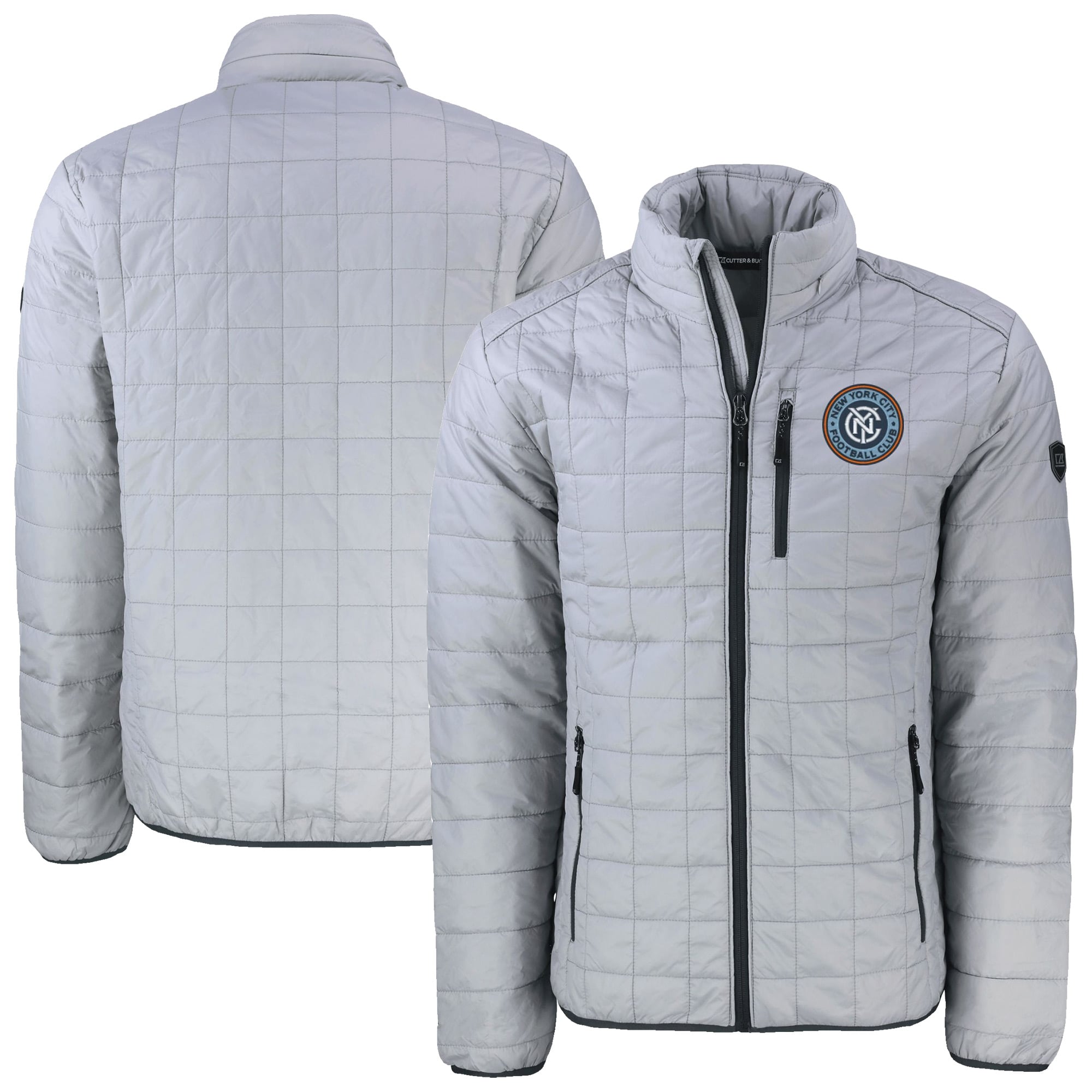 Men's Cutter & Buck Gray New York City FC Big & Tall Rainier PrimaLoft Eco Insulated Full-Zip Puffer Jacket