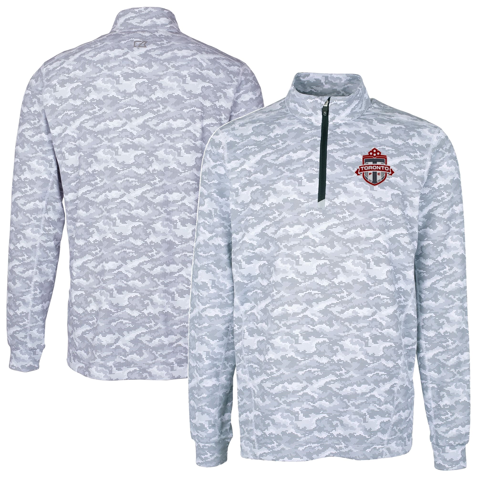 Men's Cutter & Buck Charcoal Toronto FC Big & Tall Traverse Stretch Eco Camo Print Quarter-Zip Pullover Top
