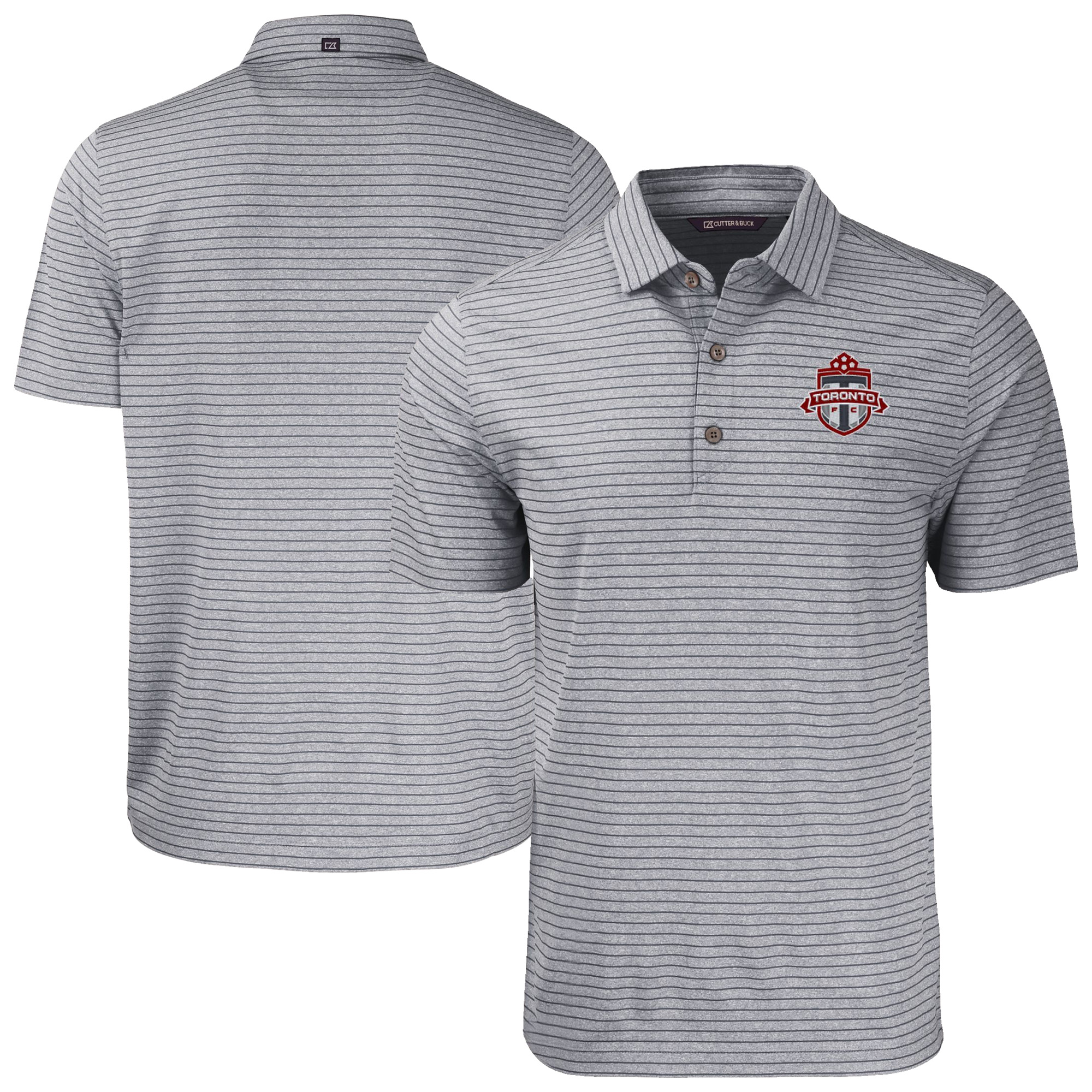 Men’s Cutter & Buck Heather Black Toronto FC Big & Tall Forge Eco Heather Stripe Stretch Recycled Polo Men’s Cutter & Buck Heather Black Toronto FC Big & Tall Forge Eco Heather Stripe Stretch Recycled Polo