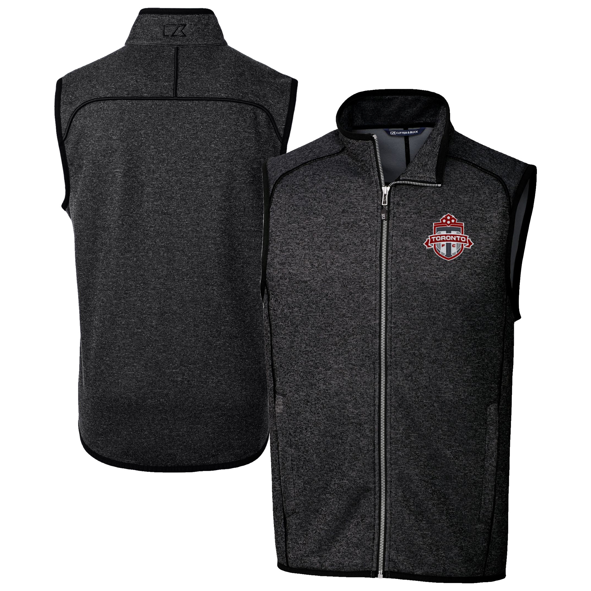 Men’s Cutter & Buck Heather Charcoal Toronto FC Big & Tall Mainsail Sweater-Knit Full-Zip Vest Men’s Cutter & Buck Heather Charcoal Toronto FC Big & Tall Mainsail Sweater-Knit Full-Zip Vest