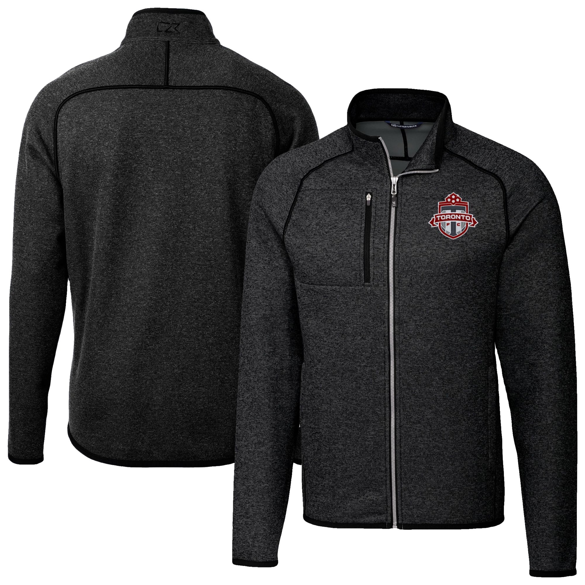 Men's Cutter & Buck Heather Charcoal Toronto FC Big & Tall Mainsail Sweater-Knit Full-Zip Jacket
