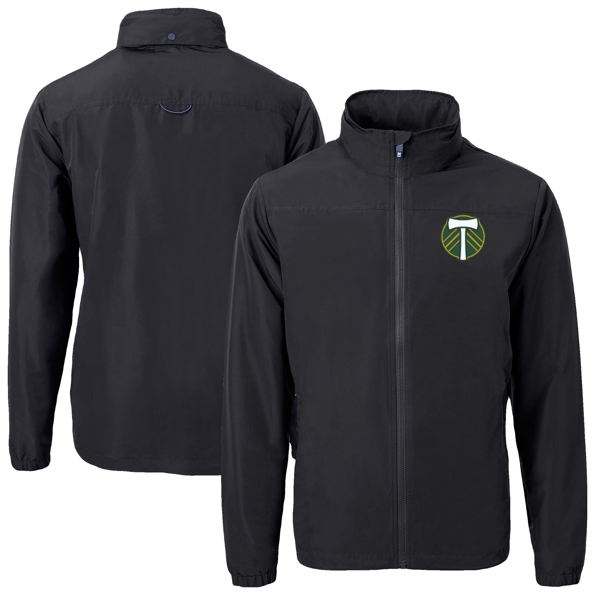 Men's Cutter & Buck Black Portland Timbers Big & Tall Charter Eco Knit Recycled Full-Zip Hoodie Jacket