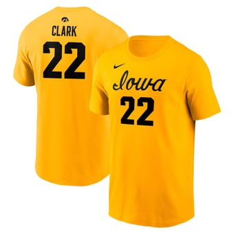 Unisex Nike Caitlin Clark Gold Iowa Hawkeyes Retired Player Name & Number T-Shirt