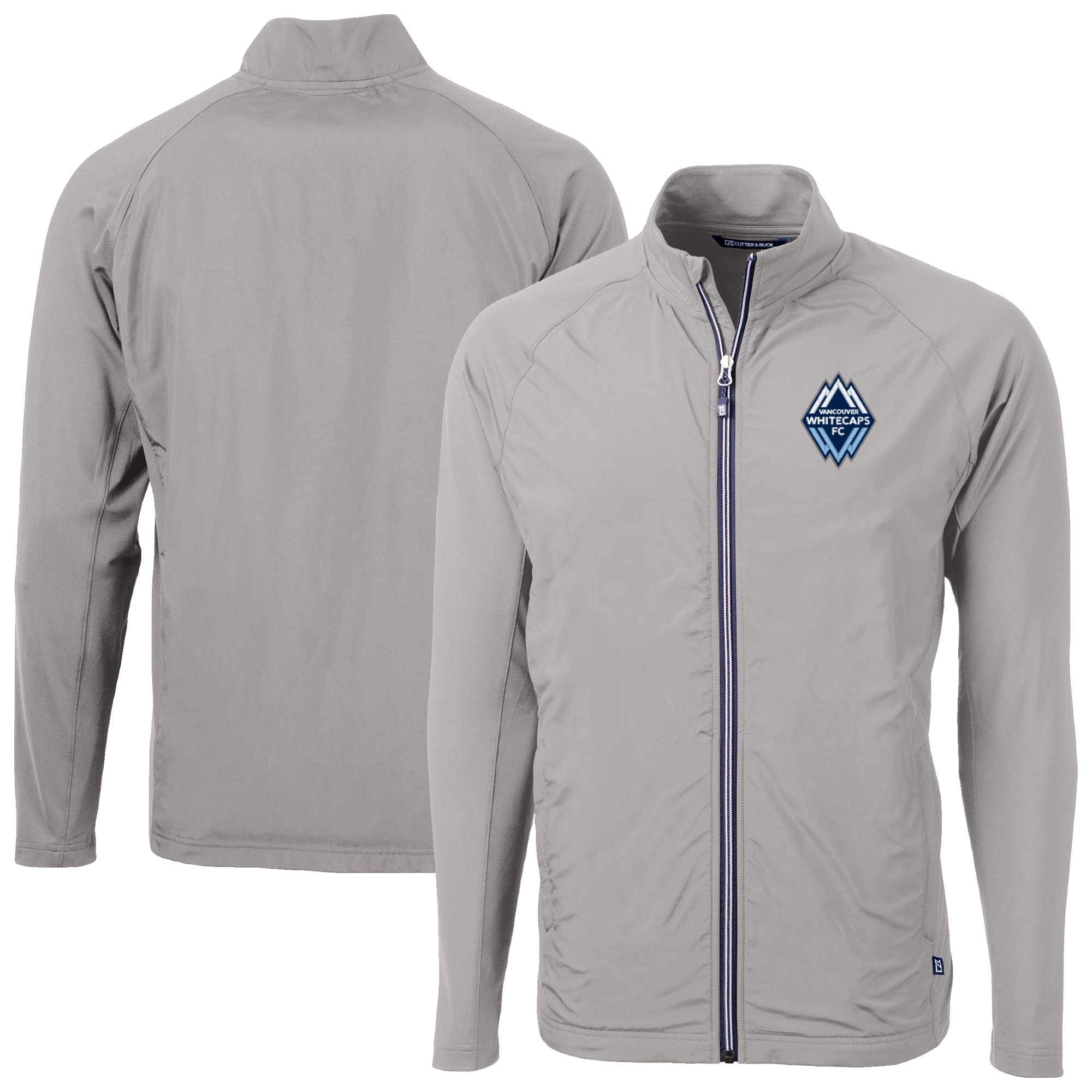 Men's Cutter & Buck Gray Vancouver Whitecaps FC Big & Tall Adapt Eco Knit Hybrid Recycled Full-Zip Jacket