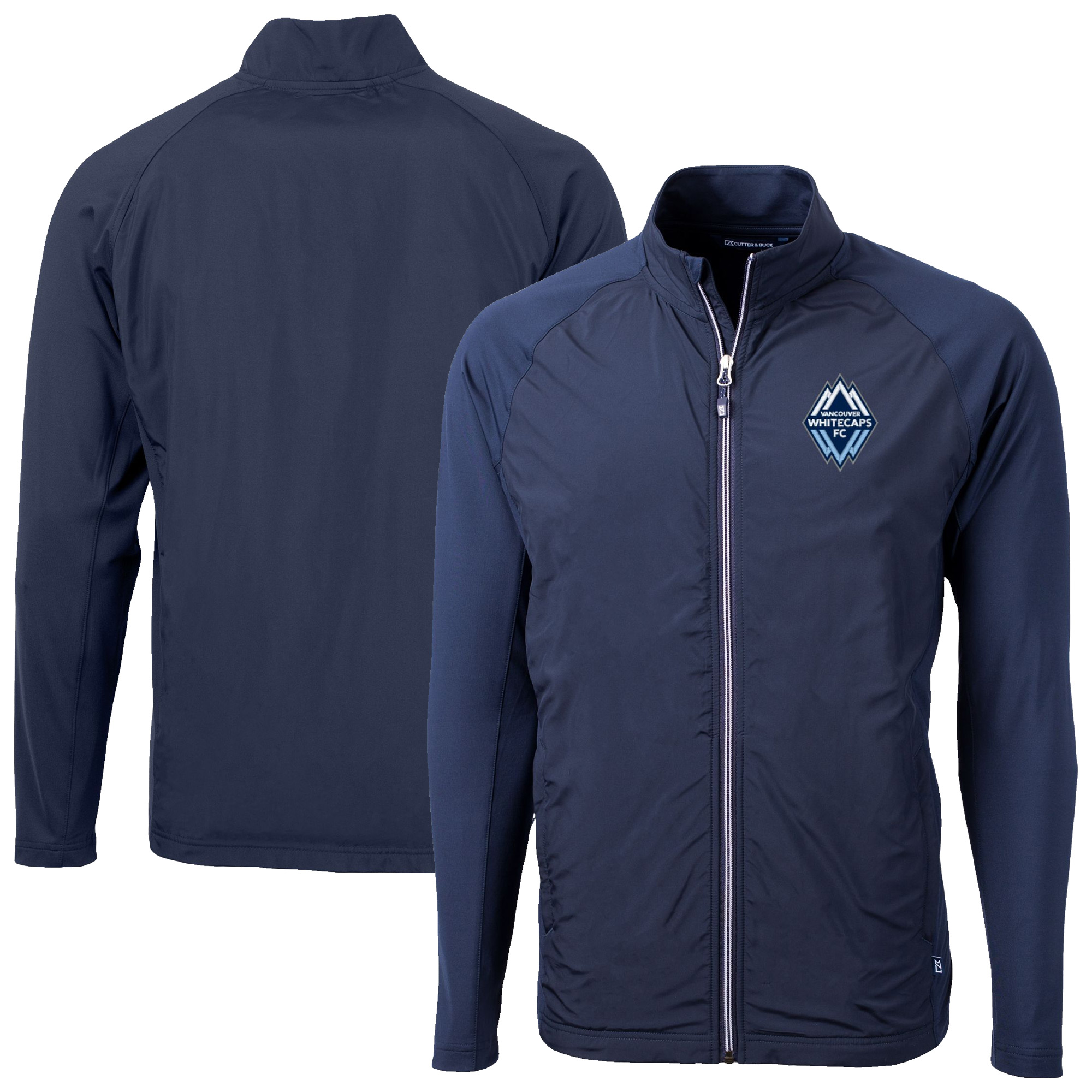 Men's Cutter & Buck Navy Vancouver Whitecaps FC Big & Tall Adapt Eco Knit Hybrid Recycled Full-Zip Jacket