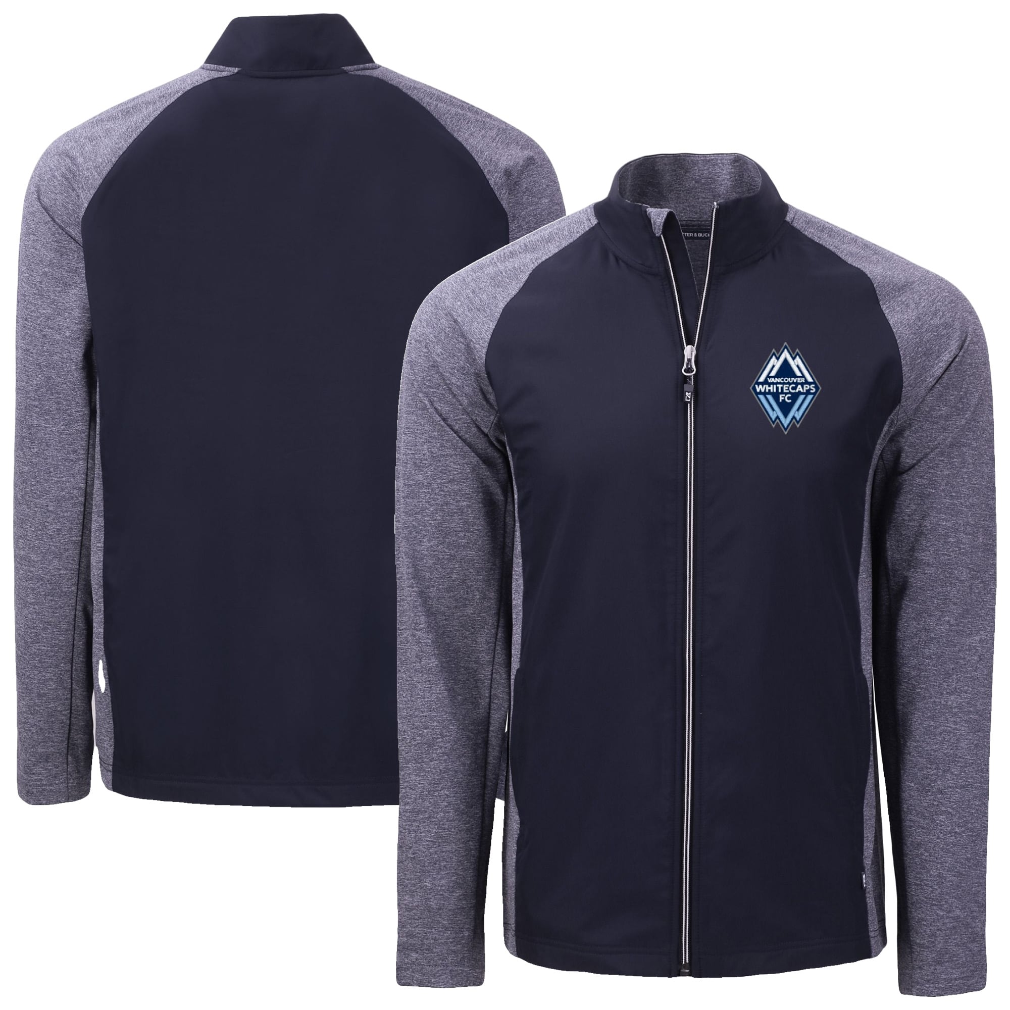 Men's Cutter & Buck Heather Navy Vancouver Whitecaps FC Big & Tall Adapt Eco Knit Hybrid Recycled Full-Zip Jacket