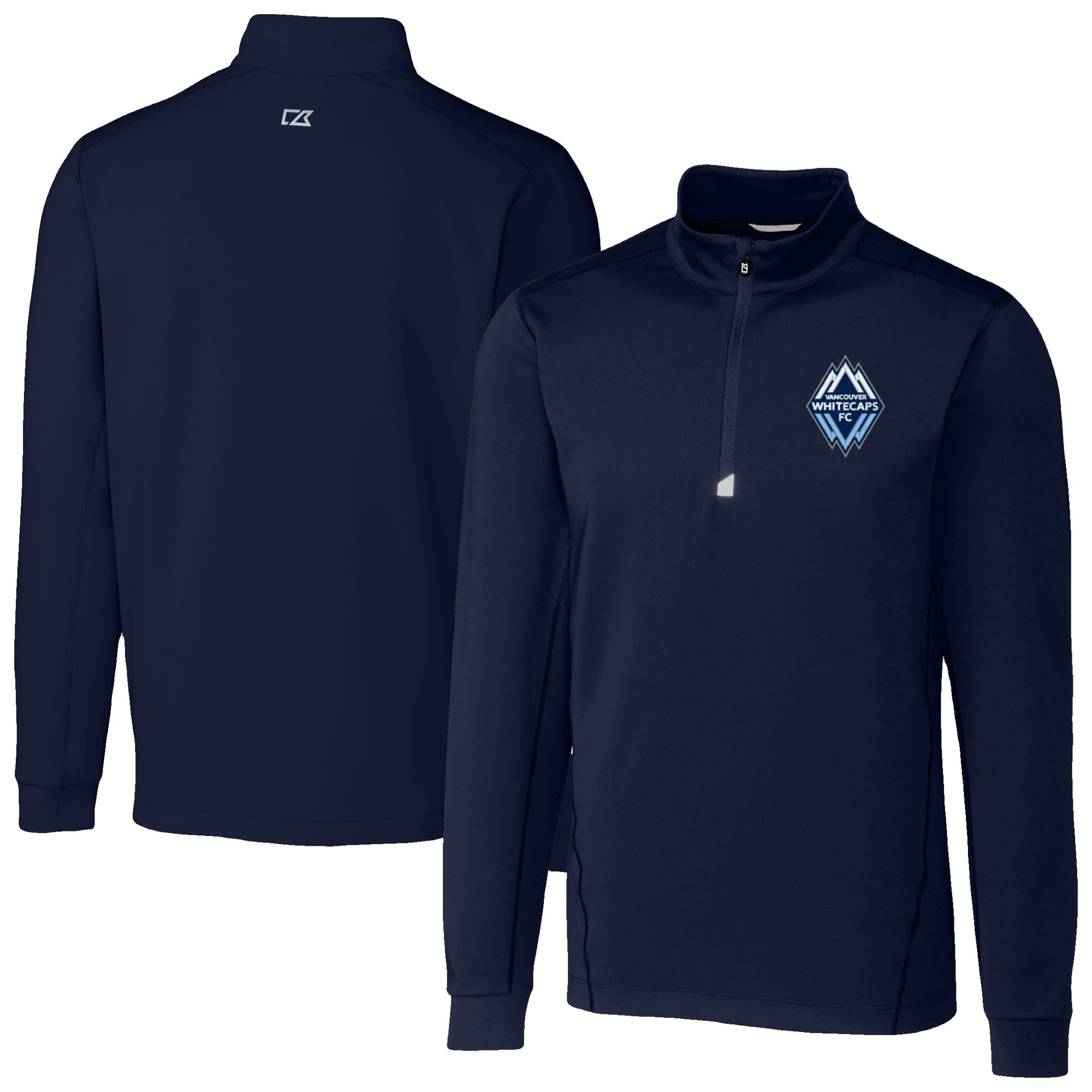 Men's Cutter & Buck Navy Vancouver Whitecaps FC Big & Tall Traverse Stretch Eco Quarter-Zip Top