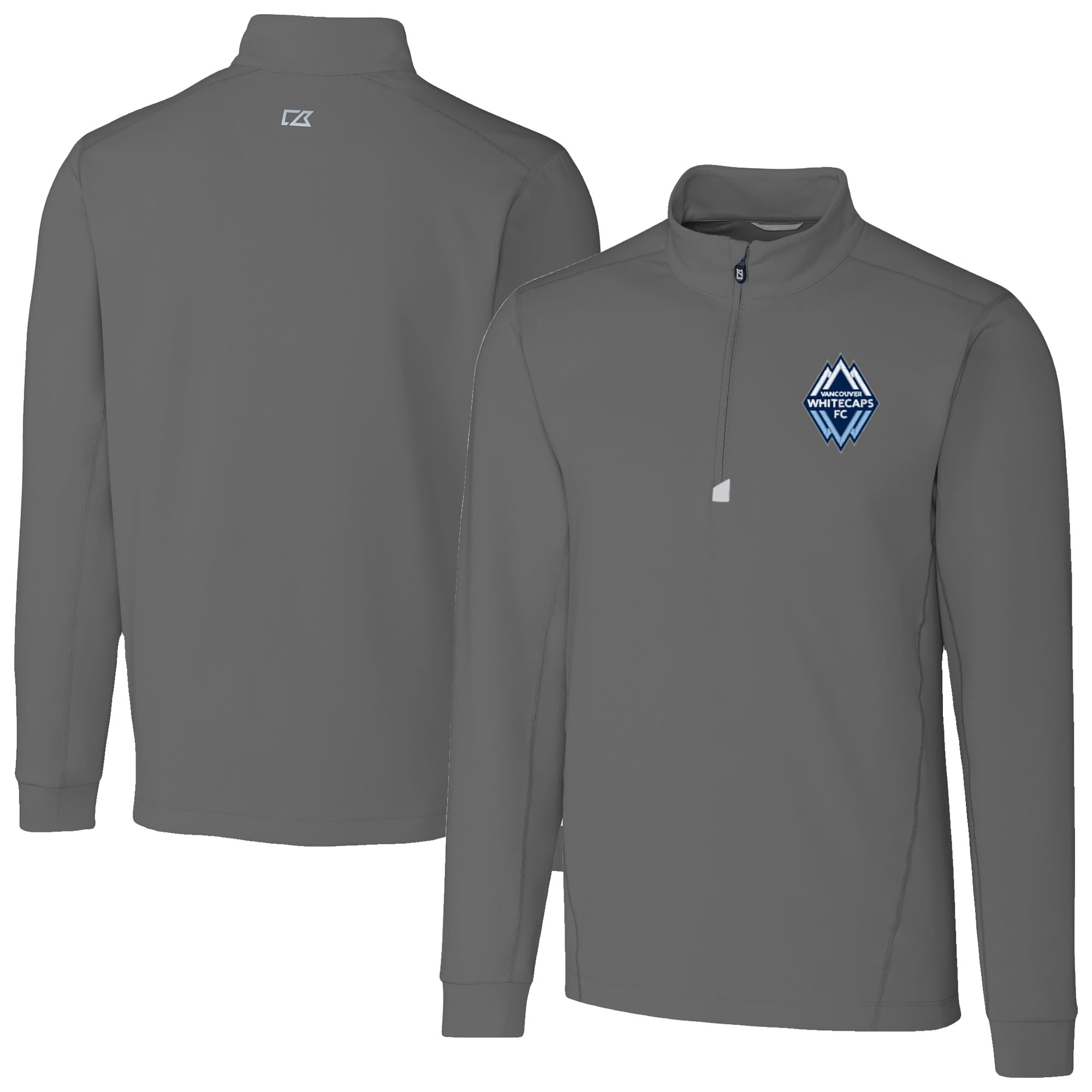Men's Cutter & Buck Gray Vancouver Whitecaps FC Big & Tall Traverse Stretch Eco Quarter-Zip Top