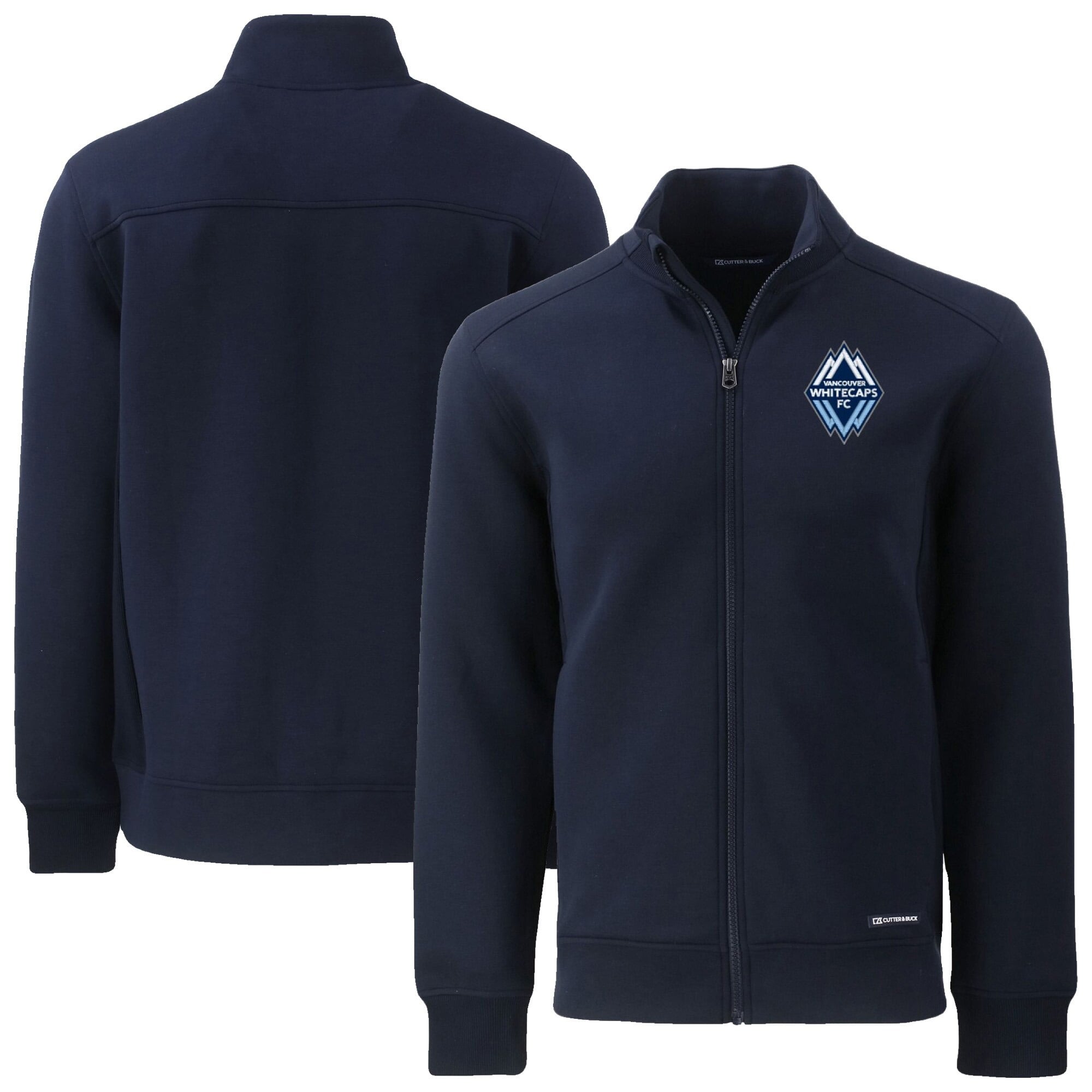 Men's Cutter & Buck Navy Vancouver Whitecaps FC Big & Tall Roam Eco Recycled Tri-Blend Full-Zip Jacket