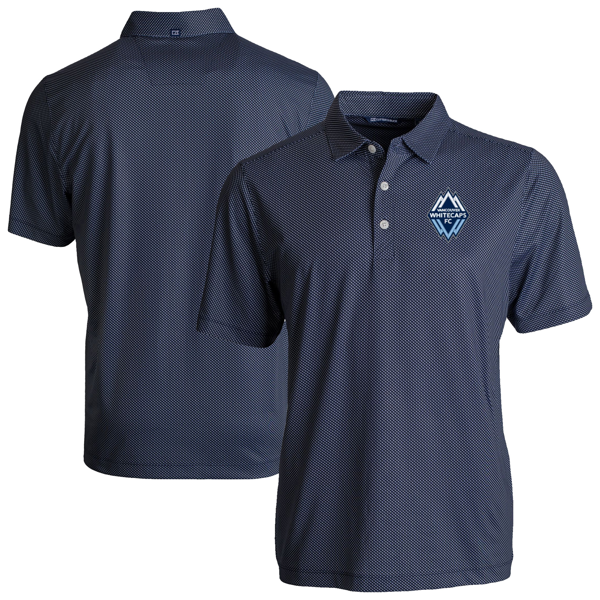 Men's Cutter & Buck Navy Vancouver Whitecaps FC Big & Tall Pike Eco Symmetry Print Stretch Recycled Polo