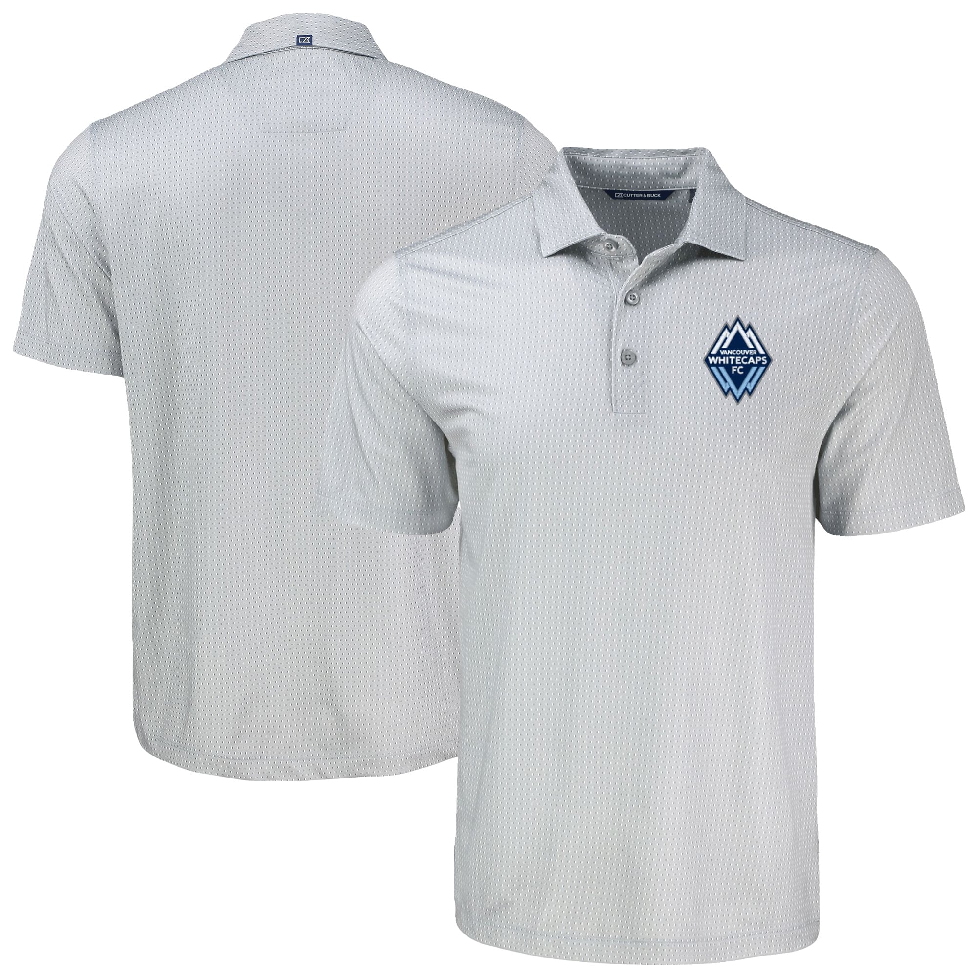 Men's Cutter & Buck Gray Vancouver Whitecaps FC Big & Tall Pike Eco Shadow Check Print Recycled Polo