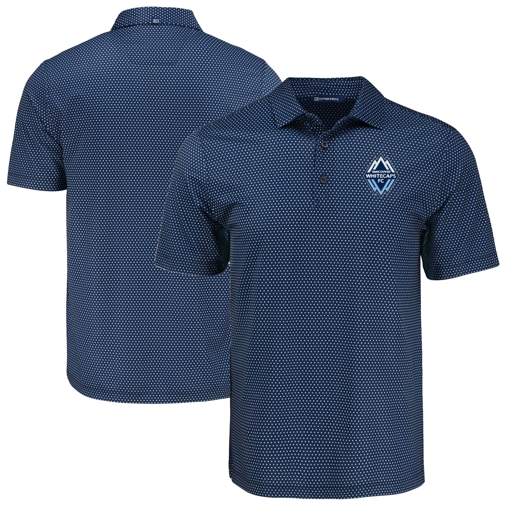 Men's Cutter & Buck Navy Vancouver Whitecaps FC Big & Tall Pike Eco Shadow Check Print Recycled Polo