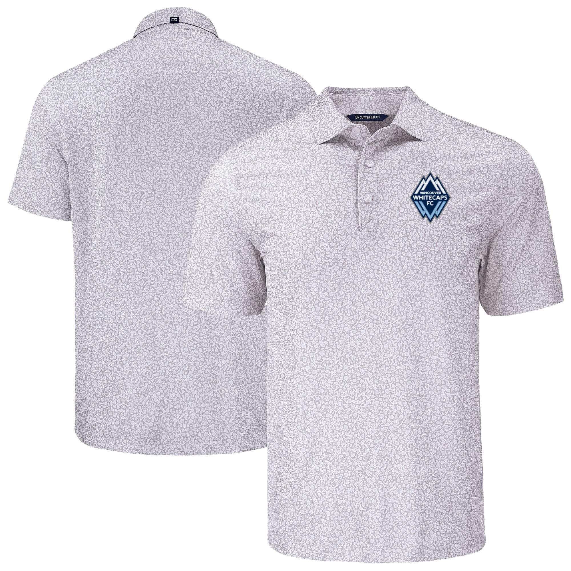 Men's Cutter & Buck Gray Vancouver Whitecaps FC Big & Tall Pike Eco Flora Print Recycled Polo