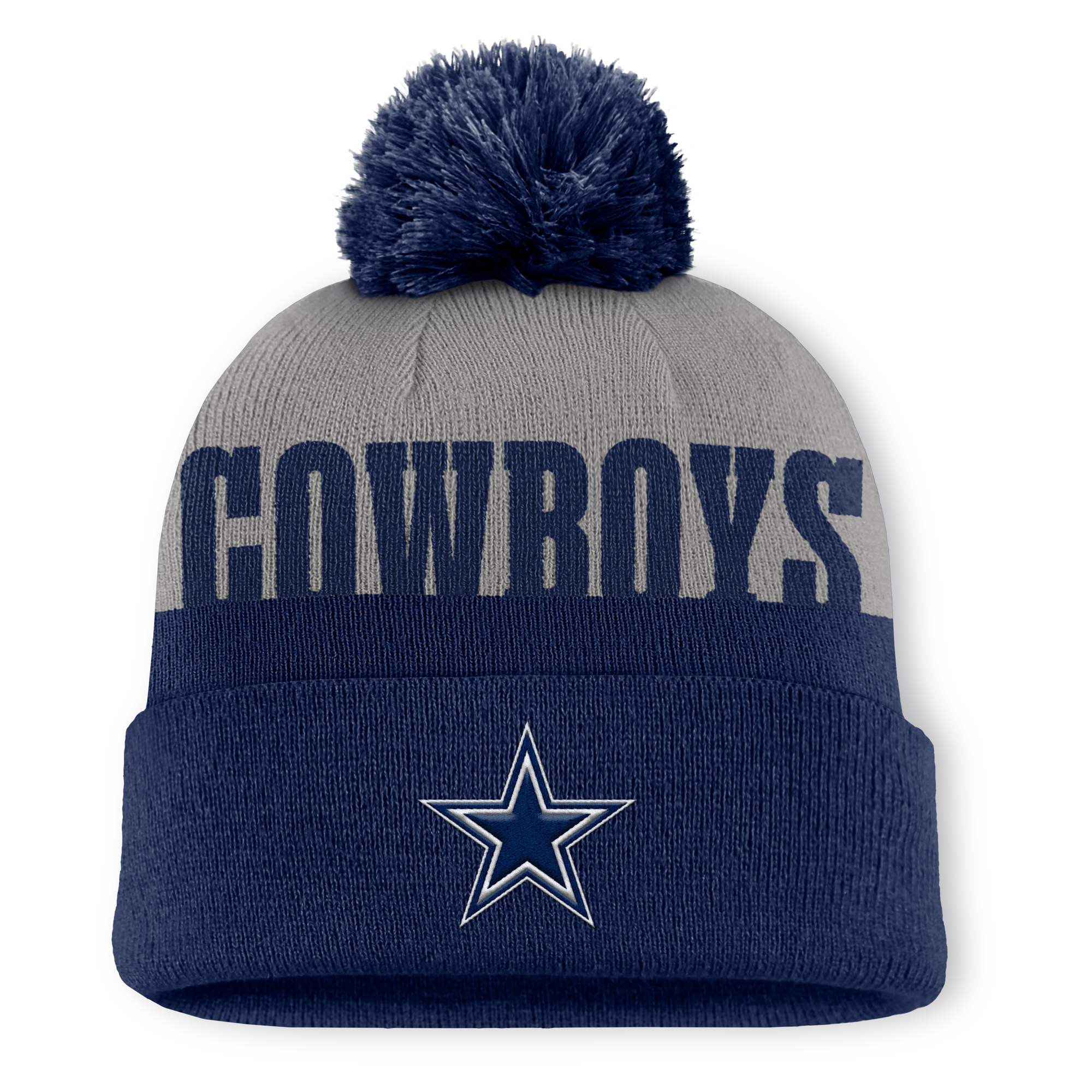Men's Fanatics Navy Dallas Cowboys Punter Cuffed Knit Hat with Pom