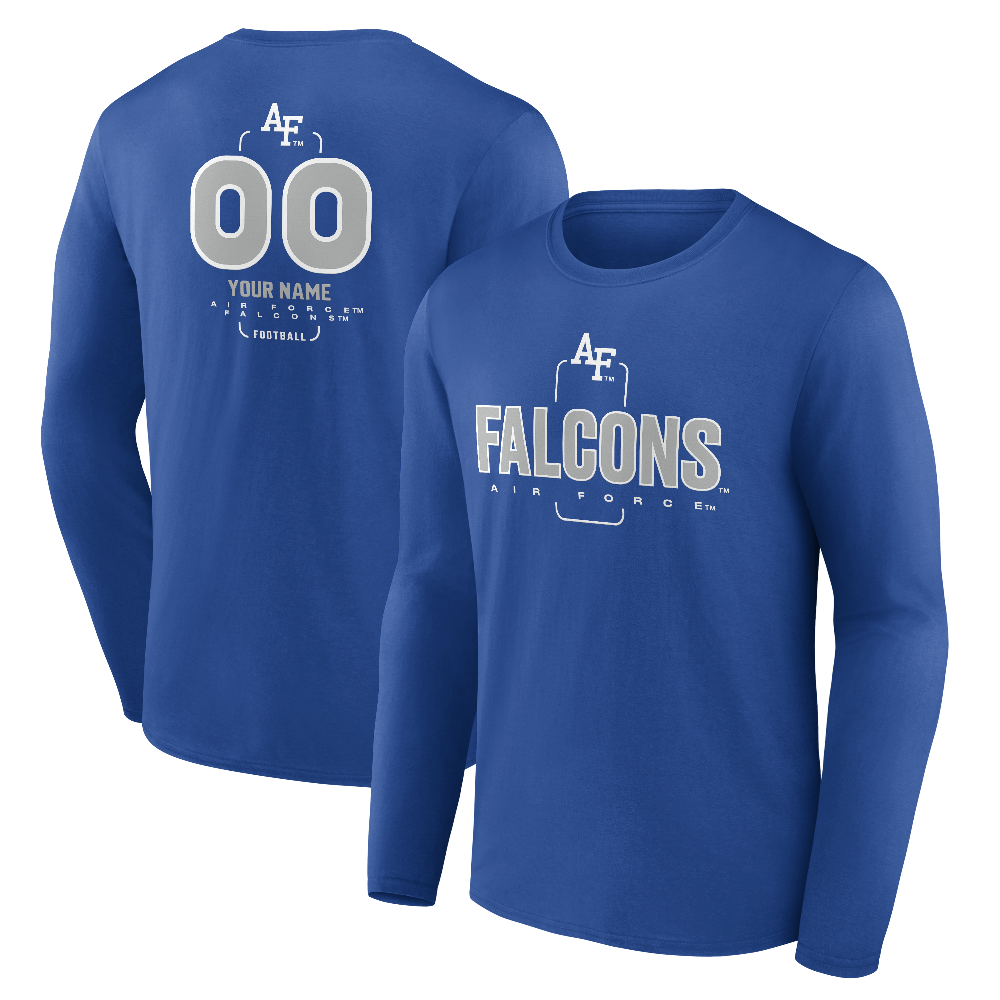Men’s Royal Air Force Falcons Personalized Name & Number Midfielder Long Sleeve T-Shirt Men’s Royal Air Force Falcons Personalized Name & Number Midfielder Long Sleeve T-Shirt