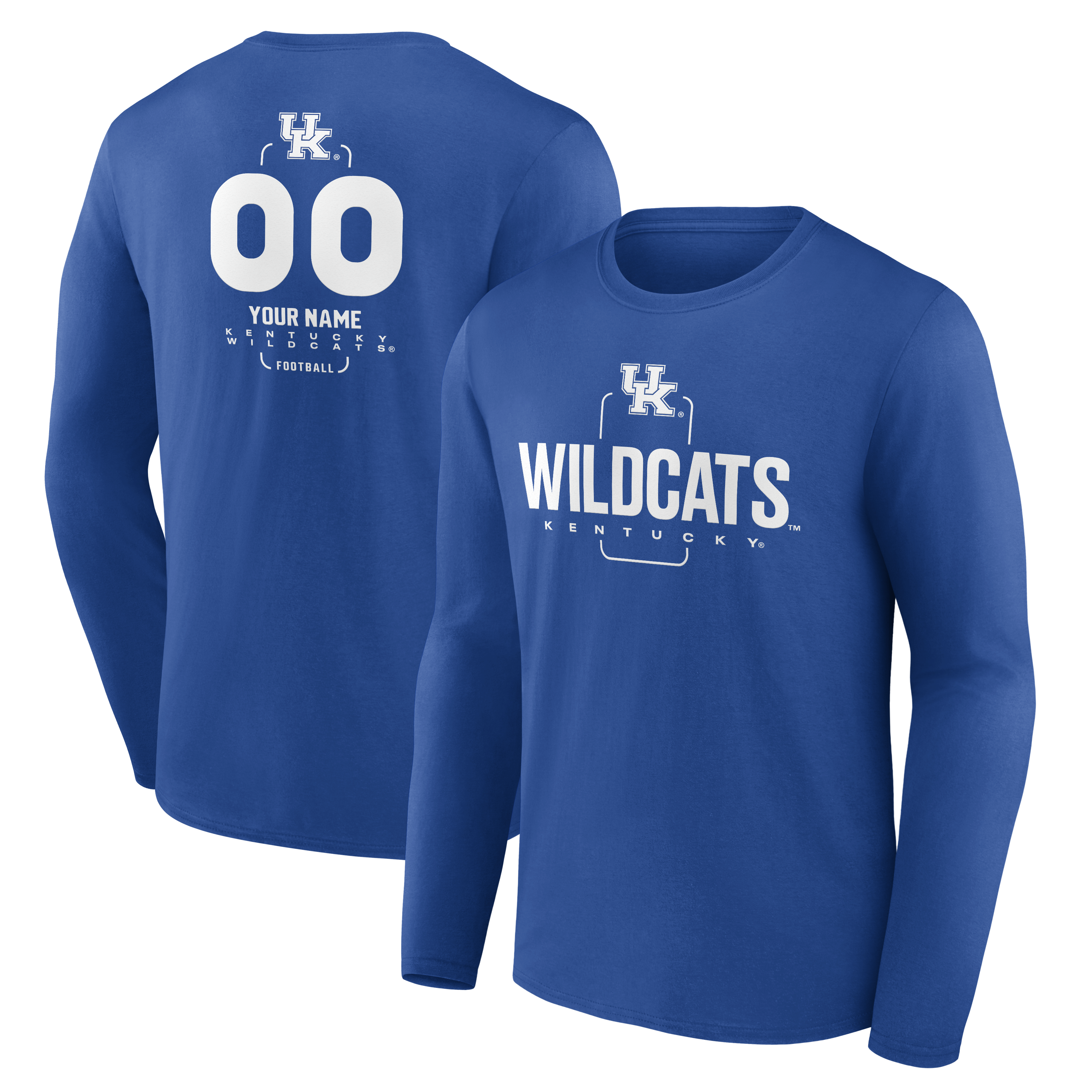 Men’s Royal Kentucky Wildcats Personalized Name & Number Midfielder Long Sleeve T-Shirt Men’s Royal Kentucky Wildcats Personalized Name & Number Midfielder Long Sleeve T-Shirt