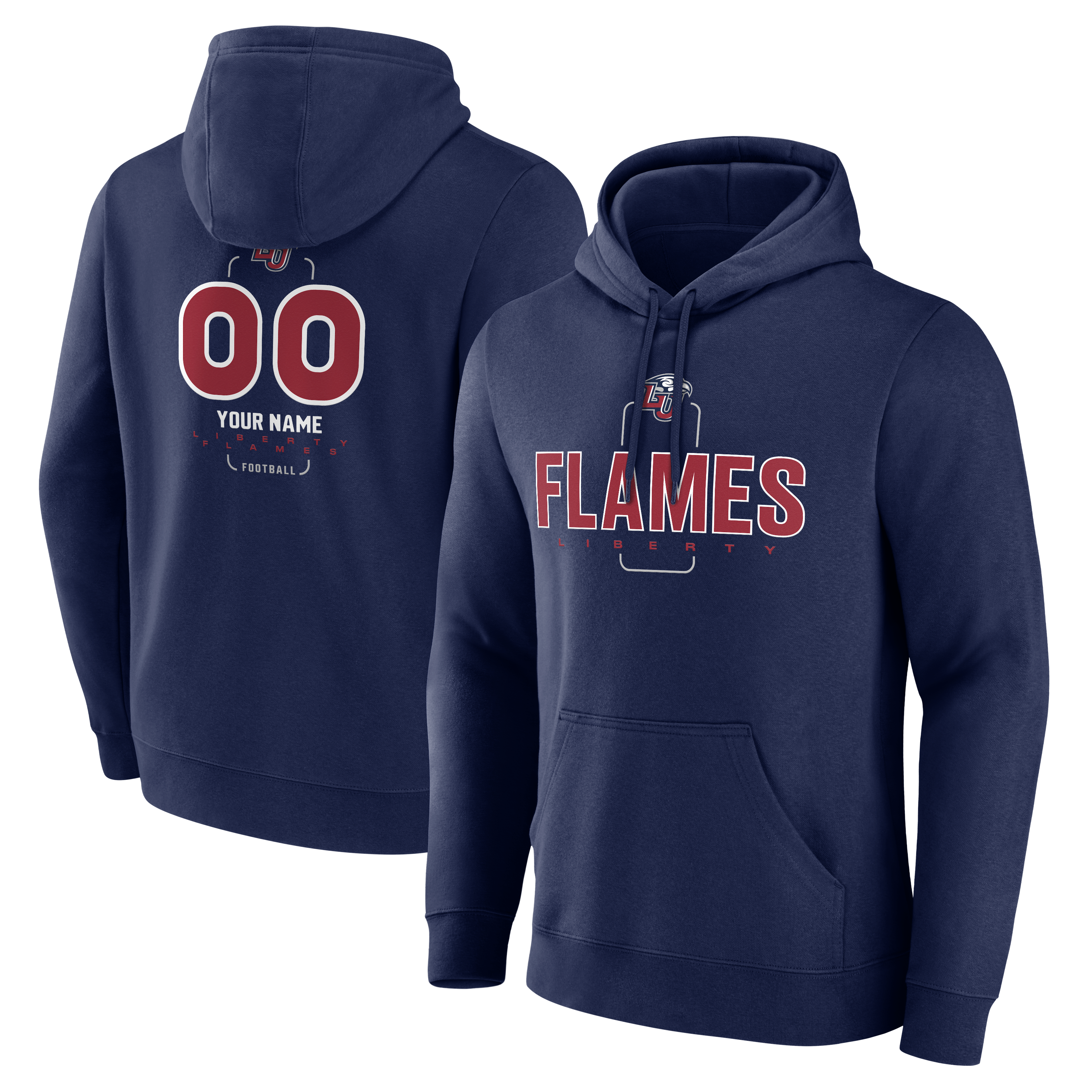 Men’s Navy Liberty Flames Personalized Name & Number Midfielder Pullover Hoodie Men’s Navy Liberty Flames Personalized Name & Number Midfielder Pullover Hoodie