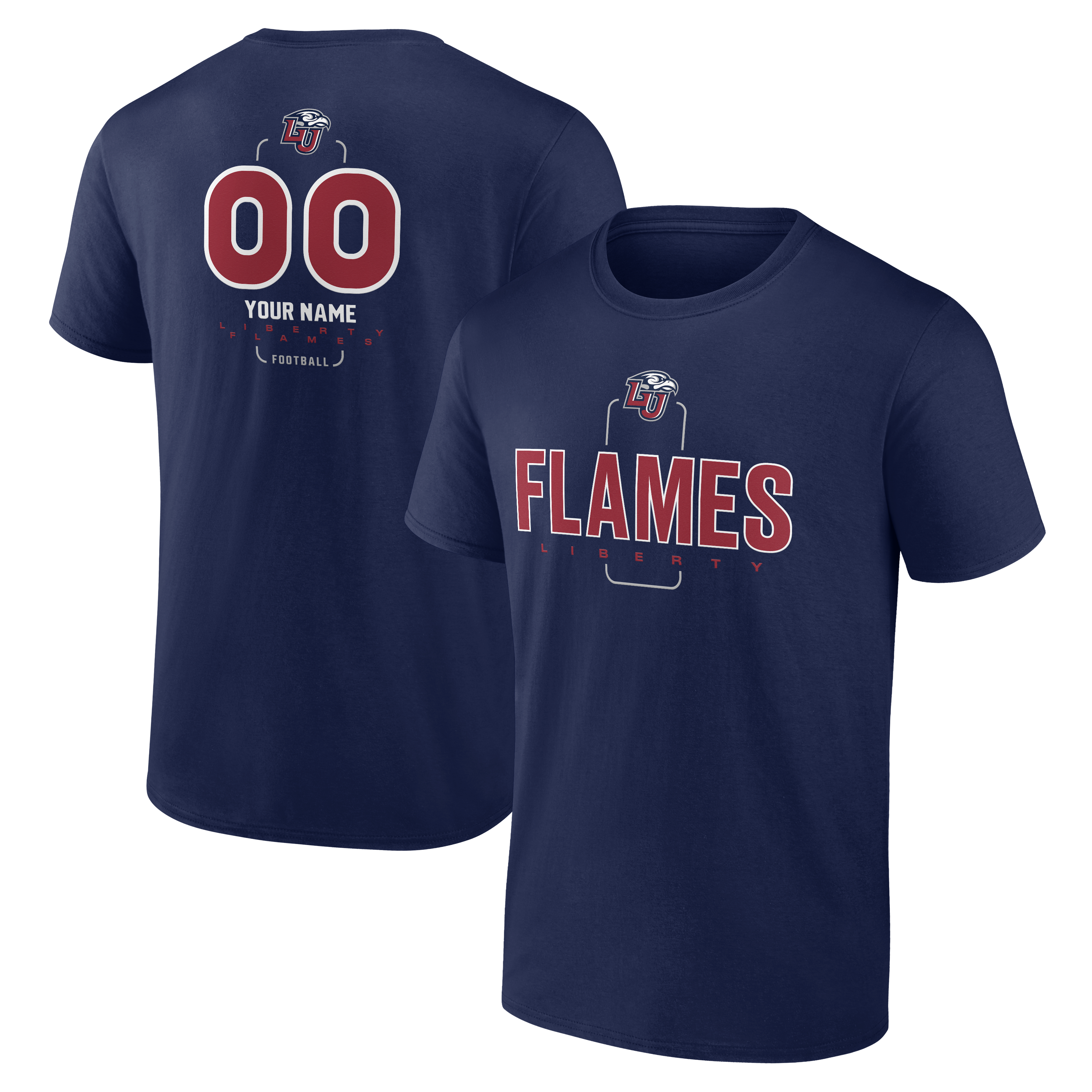Men’s Navy Liberty Flames Personalized Name & Number Midfielder T-Shirt Men’s Navy Liberty Flames Personalized Name & Number Midfielder T-Shirt