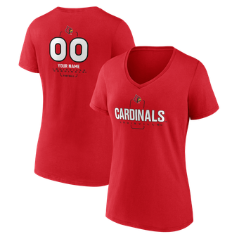 Women's Red Louisville Cardinals Personalized Name & Number Midfielder V-Neck T-Shirt