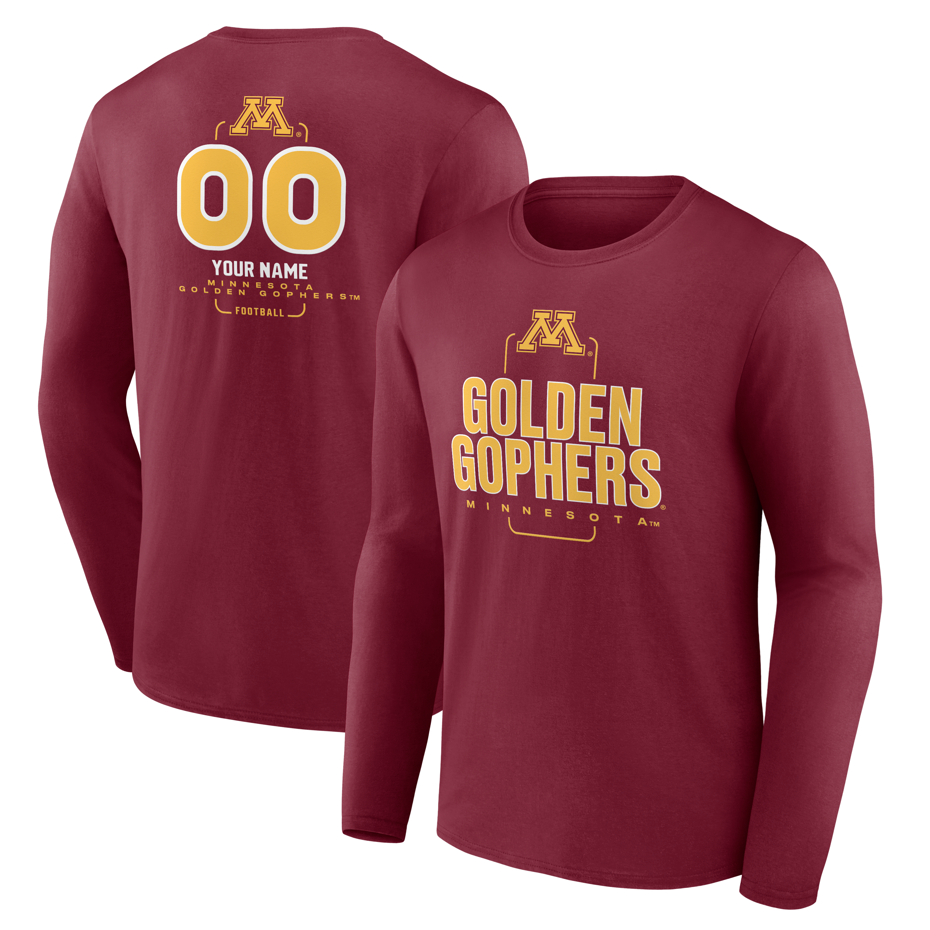 Men's Maroon Minnesota Golden Gophers Personalized Name & Number Midfielder Long Sleeve T-Shirt