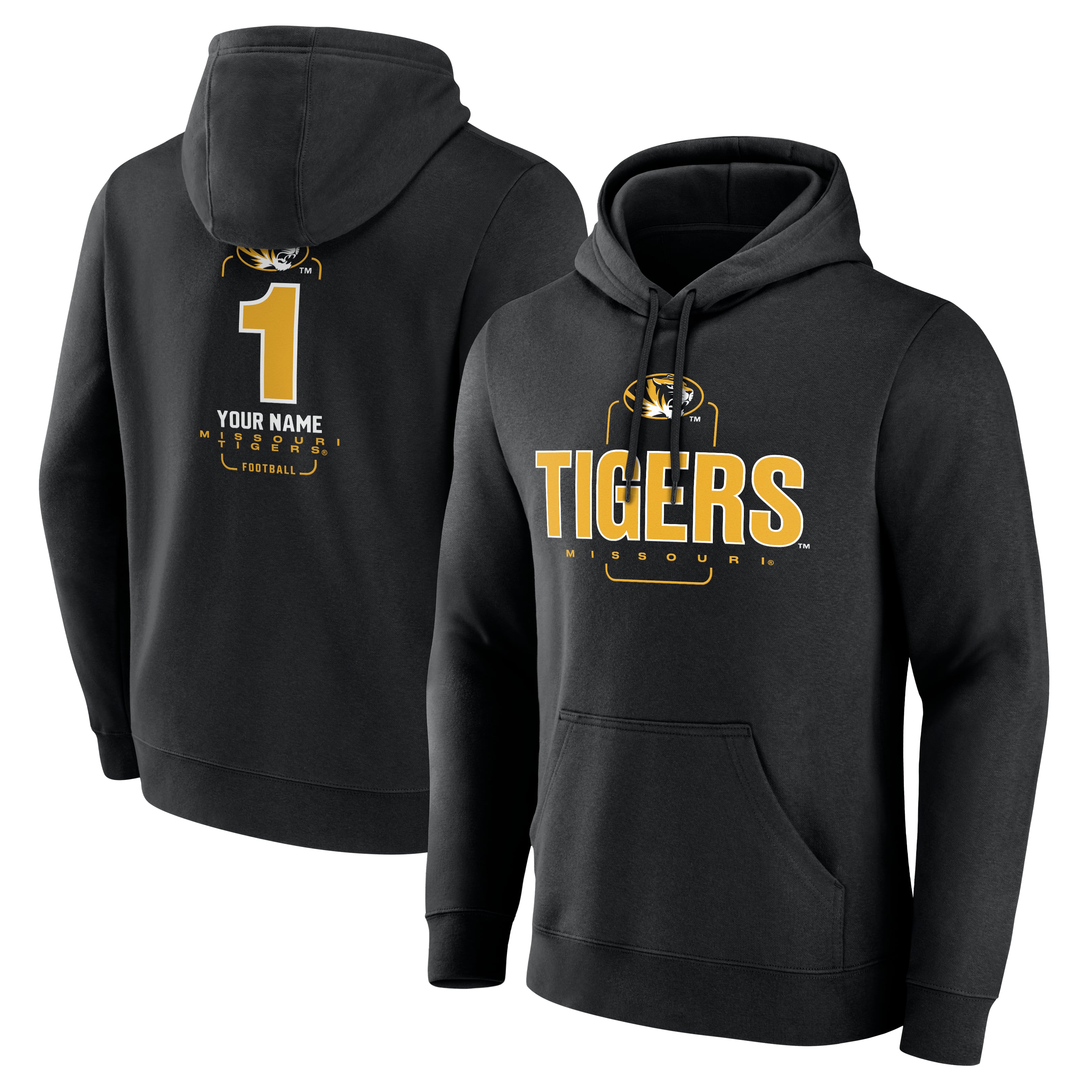 Men's Black Missouri Tigers Personalized Any Name Midfielder Pullover Hoodie