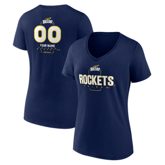 Women's Navy Toledo Rockets Personalized Name & Number Midfielder V-Neck T-Shirt