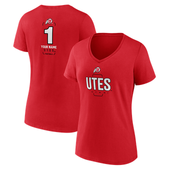 Women's Red Utah Utes Personalized Any Name Midfielder V-Neck T-Shirt
