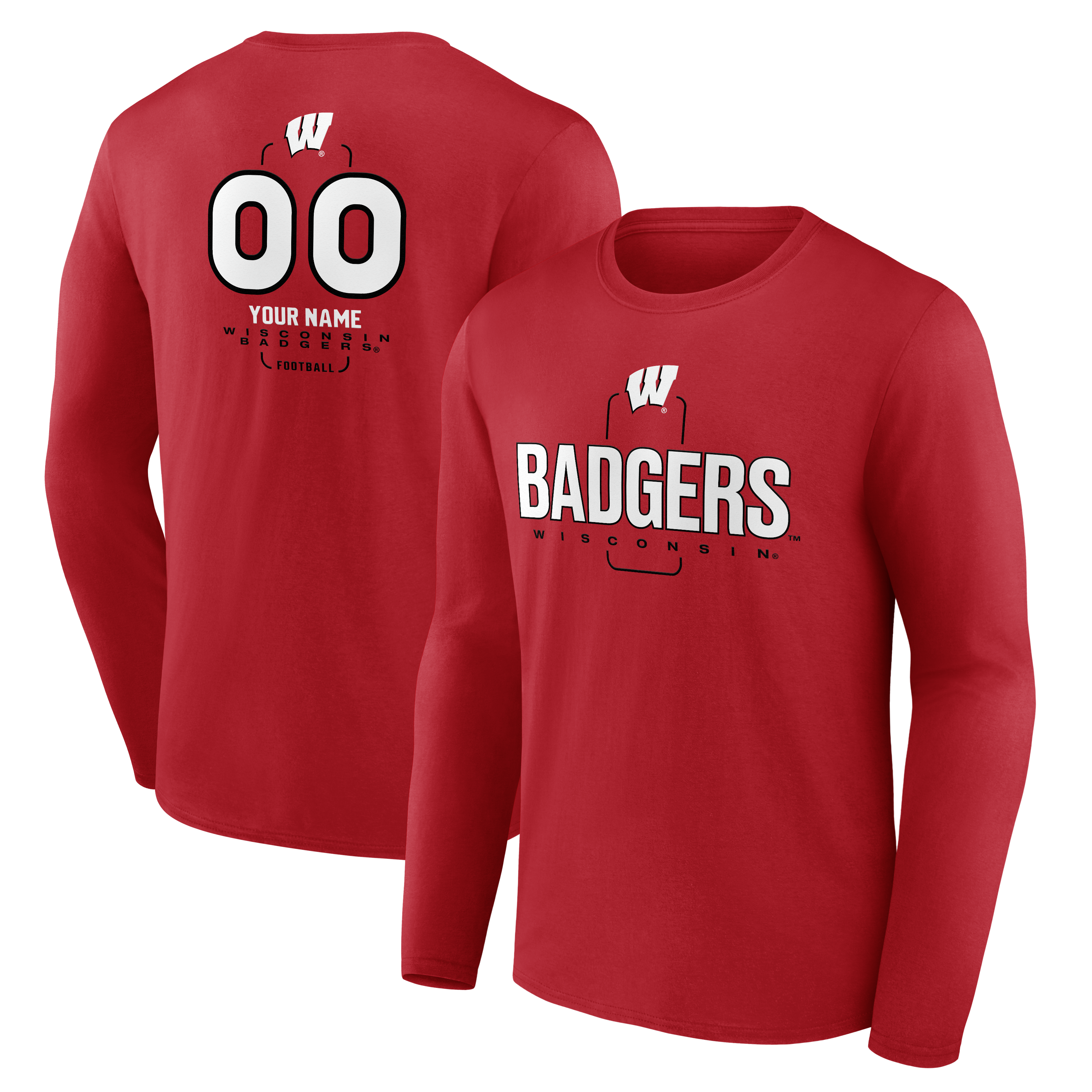 Men’s Red Wisconsin Badgers Personalized Name & Number Midfielder Long Sleeve T-Shirt Men’s Red Wisconsin Badgers Personalized Name & Number Midfielder Long Sleeve T-Shirt