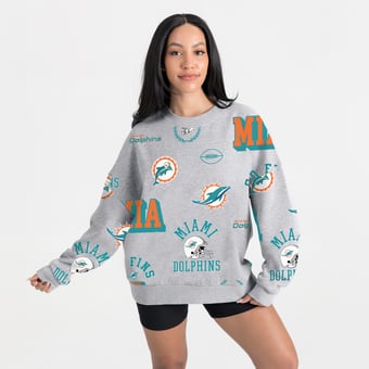 Women's Gameday Couture Heather Gray Miami Dolphins Always On Repeat Fleece Sweatshirt