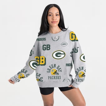 Women's Gameday Couture Heather Gray Green Bay Packers Always On Repeat Fleece Sweatshirt