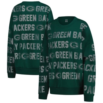 Women's Gameday Couture Green Green Bay Packers Oversized Hype Era Rhinestone Text Sweatshirt