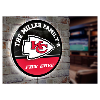 Kansas City Chiefs Personalized 23" Round LED Wall Sign