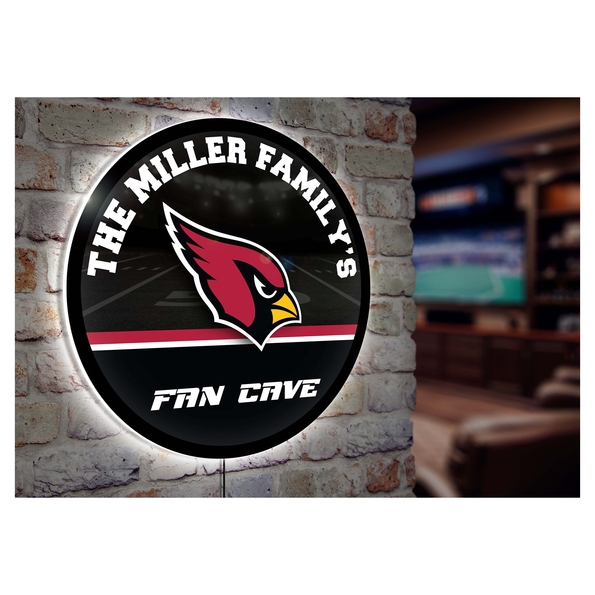 Arizona Cardinals Personalized 23" Round LED Wall Sign
